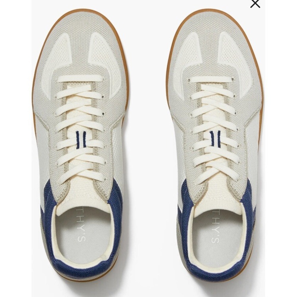 Rothy's The RS01 Sneaker‎ Low Top Lace Up Casual Coastal Cream Blue Men's Sz 9